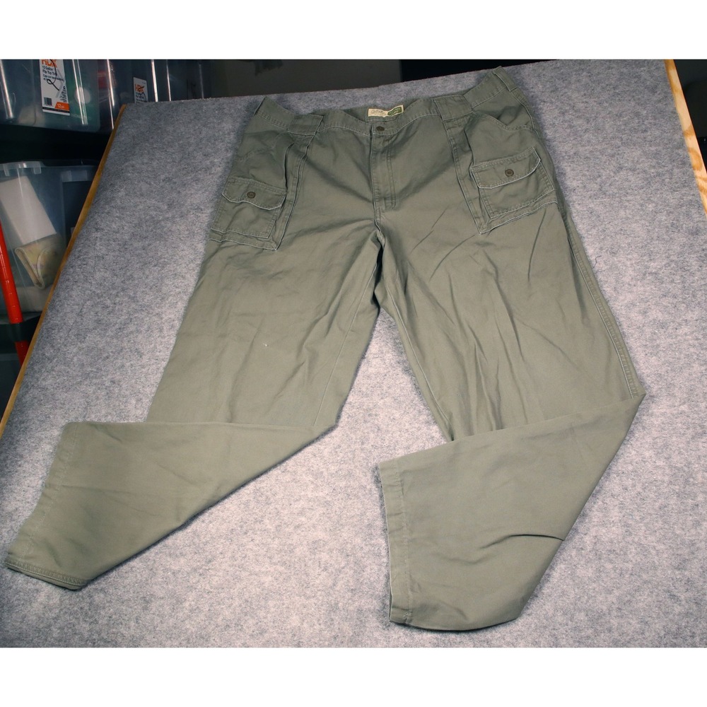 Cabelas 7-Pocket Hiker Pants Mens 46 Olive Green Cotton Straight Leg 901859